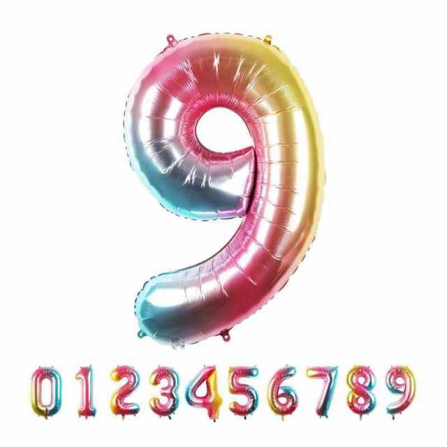Yi PF G star 数字バルーン 数字風船 アルミ風船 0-9 誕生日 記念日 ウェディング ナン バー パーティー 飾り 大型 大きい 虹色  (0) 通販