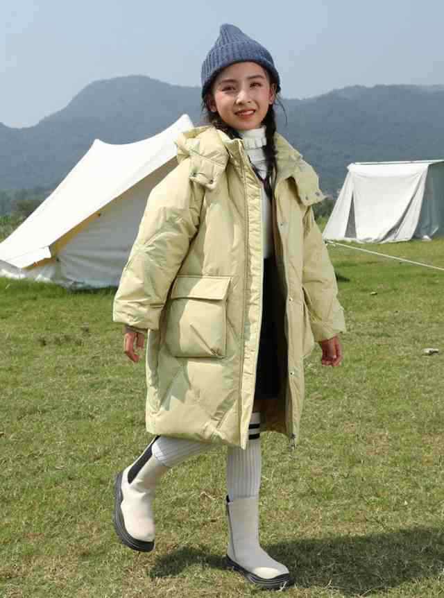 中綿コート ジュニア ベンチコート キッズ ジュニア 150 女の子 フード付き ロングコート 暖かい 軽い ブラック アウターコート 保温 防寒 防風 厚手 おしゃれ 軽量 洗える アウトドア ジャケット キッズ ベンチコートジュニア 160 子供服 ガールズ おしゃれ 大きいサイズの通販は