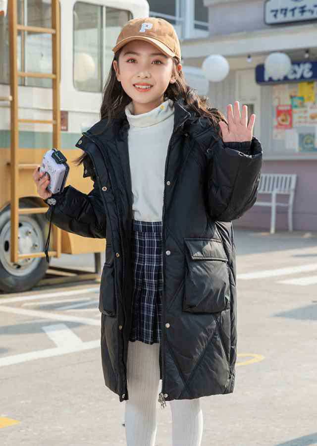 中綿コート ジュニア ベンチコート キッズ ジュニア 150 女の子 フード付き ロングコート 暖かい 軽い ブラック アウターコート 保温 防寒 防風 厚手 おしゃれ 軽量 洗える アウトドア ジャケット キッズ ベンチコートジュニア 160 子供服 ガールズ おしゃれ 大きいサイズの通販は