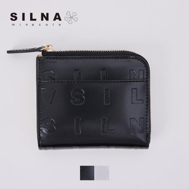 財布 レディース 二つ折 ブランド 二つ折り 本革 コンパクト かわいい ファスナー 小さい 薄い 二つ折り財布 L字ファスナー 牛革 薄型 スリム カード入れ 多い カード たくさん おしゃれ ロゴ 型押し ブラック 黒 シルバー 銀 2025 冬 春 春夏