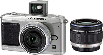 OLYMPUS ミラーレス一眼 E-P1 ツインレンズキット シルバー E-P1 TKIT-SLV(中古品)