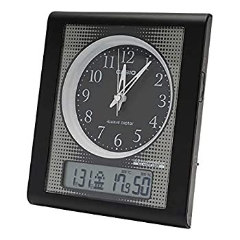 【未使用 中古品】CASIO(カシオ) 目覚まし時計 電波 ブラック アナログ 常時点灯 温度 湿度  (中古品)の通販は 9,536円