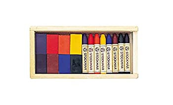 【未使用 中古品】シュトックマー みつろうクレヨン ブロック8色 スティック8色 木箱入 ST325(中古品)