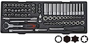 【中古品】JTC 6.3mm 73PCSソケットセット ハンドツール 工具箱 ロールキャビネット  (中古品)