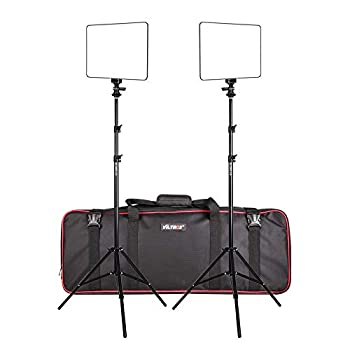 【中古】(未使用･未開封品)（２本キット）VILTROX LED撮影ライト 超薄型 プロ ビデオライトとライトスタンド　VL-200T 照明キット ポー