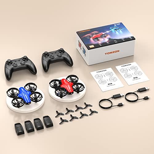 [2台セット] ドローン 対戦型 子供向け 100g未満 Tomzon トイドローン バッテリー4個付き 飛行時間32分 ワン
