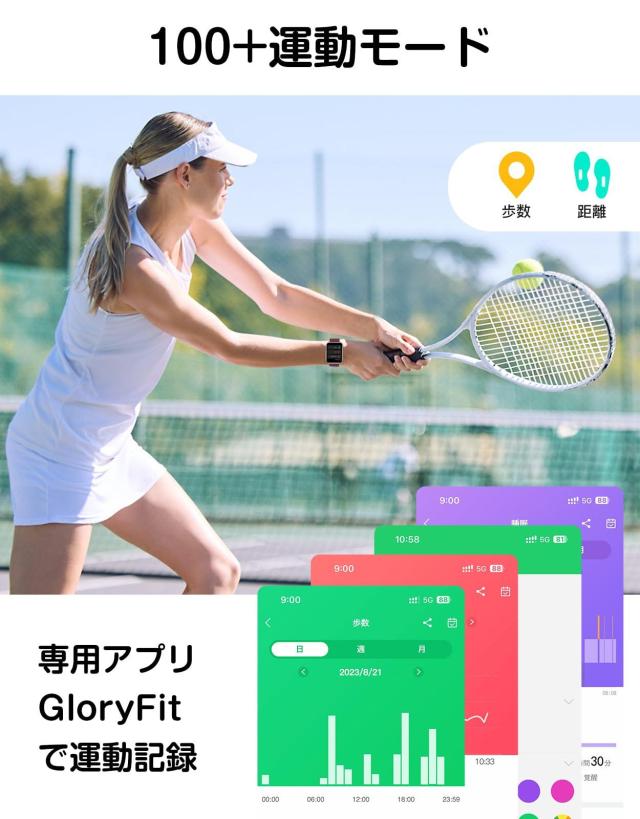 Dakofied スマートウォッチ iPhone&Android対応 Bluetooth通話 歩数計 通知 レディース メンズ の通販は