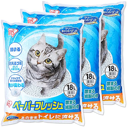 アイリスオーヤマ 猫砂 ペーパーフレッシュ トイレに流せる PFC-18L 18L×3袋 ケース販売の通販は 5,166円