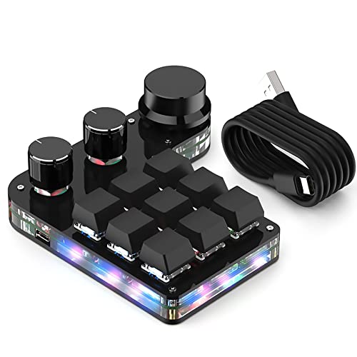 【送料無料】SIKAI CASE 新型番 片手キーボード プログラマブルキーボード メカニカルキーボード 9キー有線接続 RGB付き ノブ3