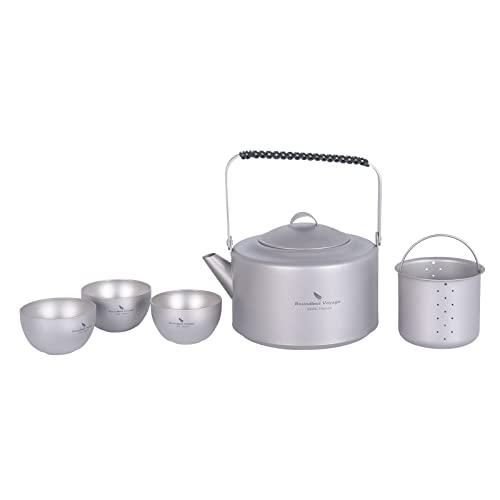 Boundless Voyage チタン急須&湯呑みセット 380ml 茶こし付き 二層チタンカップ 軽量 錆びない アウトドアの通販は 7,735円