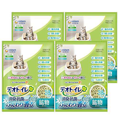 デオトイレ 猫用 サンド 香る消臭 抗菌サンド グリーン 3.8L×4個 おしっこ ペット用品 ユニチャームケース販売 6,790円
