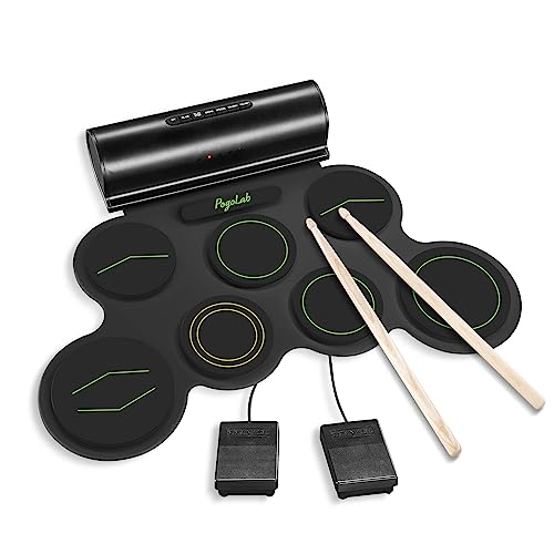 【送料無料】POGOLAB 電子ドラムセット 7パッド ドラムキット Bluetooth機能付き ロールアップドラム 練習パッド Midiド