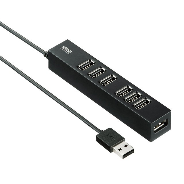 サンワサプライ USB2.0ハブ(7ポート) USB-2H701BKの通販は