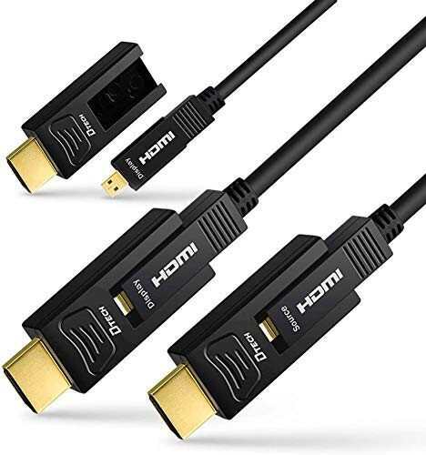 【送料無料】DTECH 配管用 着脱式 光ファイバーHDMIケーブル 100m HDMI タイプA +HDMI タイプD 4K 60Hz ハ