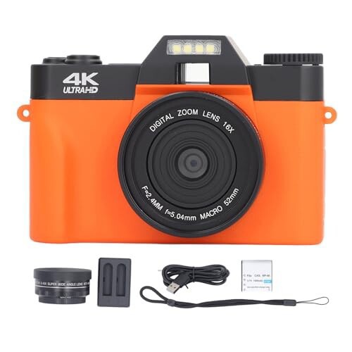【送料無料】写真用 4K デジタルカメラ オートフォーカス 4K カメラ 16X デジタルズーム トラベルカメラ 手ぶれ補正 48MP Vlの通販は