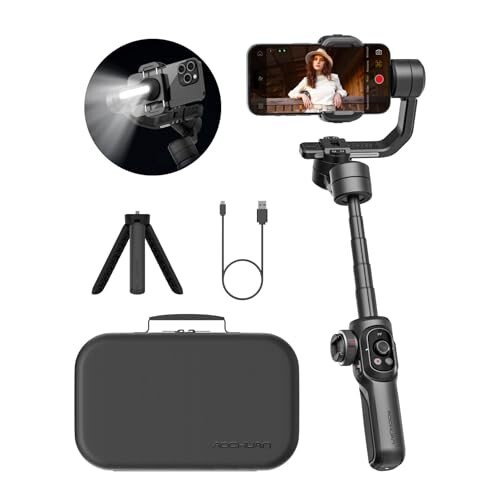 【送料無料】AOCHUAN スマートフォン用ジンバルスタビライザー、3軸業界標準ジンバル、360°回転、電話ジンバルスタビライザー内蔵延長ロ