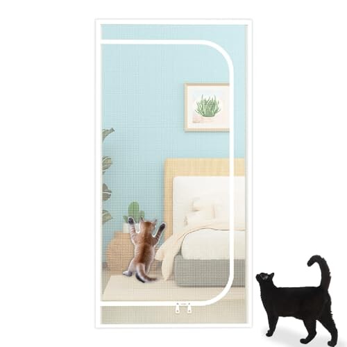 【送料無料】猫 犬 小動物 進入禁止 貼れる網戸 ドア 扉 ベランダ 後付け フェンス 脱走防止 ペットゲート (横85cmx縦200cm)の通販は