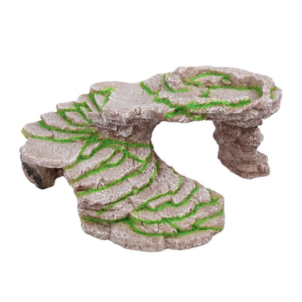 【送料無料】爬虫類 シェルター 亀 隠れ家 階段 休憩 洞窟 浮島 苔 (白)