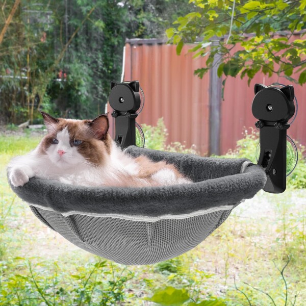 【送料無料】JUNSPOW 猫窓用ハンモック 折り畳み式 猫 ベッド 吸盤式 猫 ハンモック 窓掛け 猫ベッド 耐荷重18kg(50*36c