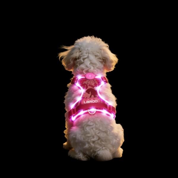 【送料無料】LaRoo光る犬用ハーネス充電式 反射犬用ハーネス ライトアップ犬 ハーネス ハンドル付き 快適な 通気性 夜間散歩・訓練・犬用