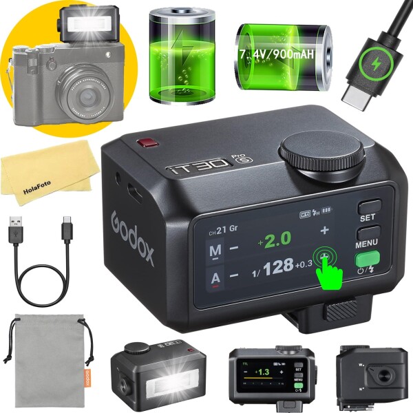 【送料無料】Godox iT30Pro S 超軽量ミニTTLフラッシュ、2.4GHzワイヤレス、HSS 1/8000s、内蔵ディフューザー、