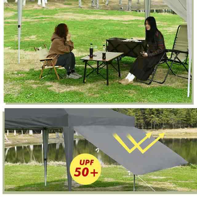 【グレー色】タープテント 3m サイドシート1枚付 UV加工 大型 タープテント 3m サイドシート1枚付 UV加工 撥水 ワンタッチ