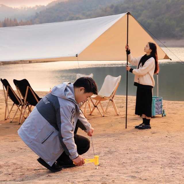 タープテント  天幕テント 組立簡単  簡易テント　キャンプ　日よけ 紫外線カット ポール2本付き  アウトドア   サンシェード　UVカット タープテント 天幕テント 組立簡単 簡易テント キャンプ 日よけ 紫外線