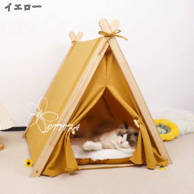 ペットテント ハウスタイプ ペットソファ ペットベッド 犬 猫 猫ハウス 木製 ゆったり 豪華別荘 簡単組立 収納 四季通用 室内用  ペットテント 猫 テント ベッド 室内 キャットハウス ペットベッド 犬