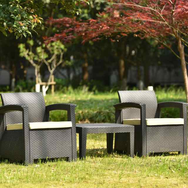 ガーデンファニチャー 3点 ガーデン テーブル セット ラタン調 屋外家具 組立簡単 ネジなし ガーデンソファー ガーデニング 新生 ガーデンファニチャー 3点 ガーデン テーブル セット ラタン調 屋外