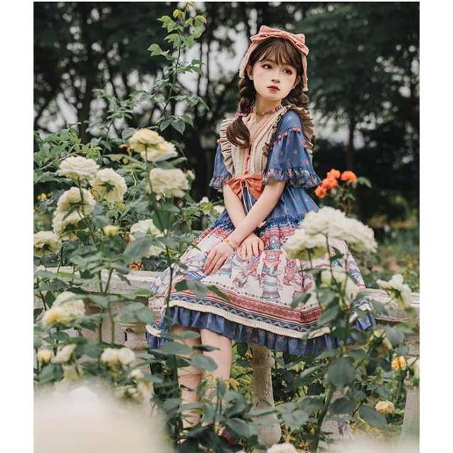 ワンピース レディース ロリータ ガーリー Aライン 半袖 コスチューム