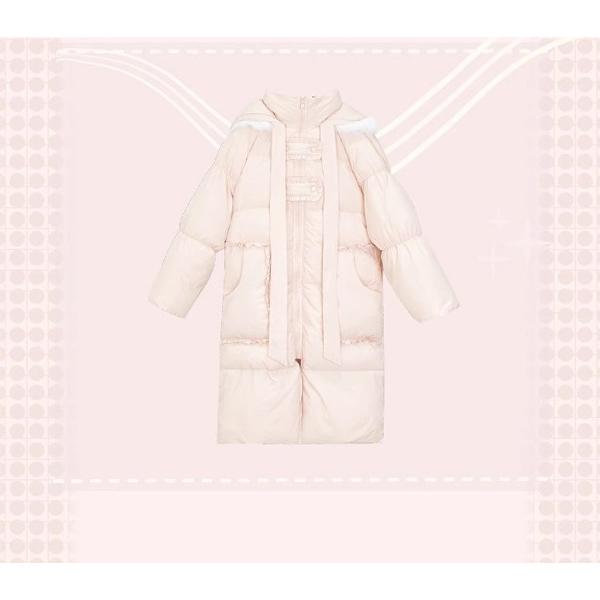 ダウンコート レディース リボン ロング丈 冬服 ダウン アウター 冬