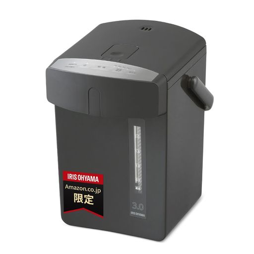 【送料無料】アイリスオーヤマ 電気ポット 3リットル マイコン式 フタ取り外し可能 360°回転 保温調整 安全ロック カルキ抜き機能 ブラ
