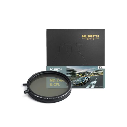 【送料無料】KANI 52MM 可変NDフィルター ND2-64+CPL 減光効果最大6絞り分 多用途フィルター 着脱式調整用ノブ付 高濃度 9,365円