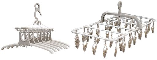 【送料無料】ツウィンモール 洗濯 物干し 横持ちアルミハンガー40P&アルミのびのび7連ガー FS-5