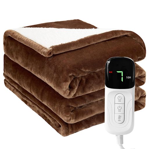 【送料無料】JUUE 電気毛布 掛け敷き兼用 160×130CM【7段階温度調整& 6段階タイマー】電気ブランケット 【フランネルとサンゴフ