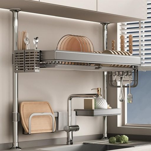 【送料無料】ZILNOX 水切りラック シンク上 食器 水切り かご ラック 大容量 突っ張り つっぱり式 キッチン 省スペース 多機能収納