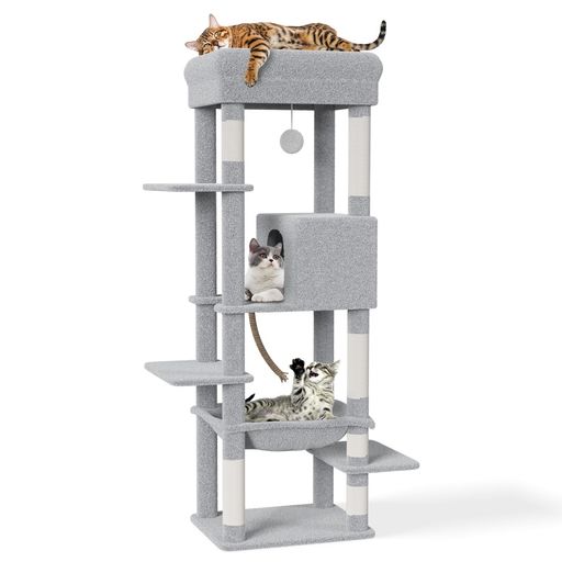 【送料無料】COZYMEOW キャットタワー スリム 据え置き ハンモック キャットハウス 大型猫用 つめとぎ 猫 キャットウォーク 爪とぎ