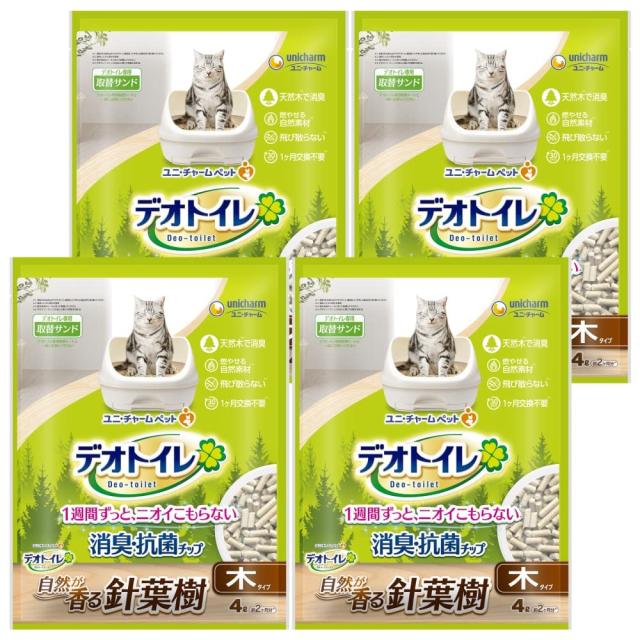 デオトイレ 針葉樹の消臭・抗菌チップ 16L(4L×4袋) 猫砂 システムトイレ 猫用 【まとめ買い】