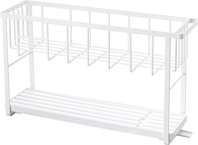 山崎実業(Yamazaki) スリム スリーウェイ 水切り ワイヤーバスケット 2段 ホワイト 約W57.5XD16XH33.5