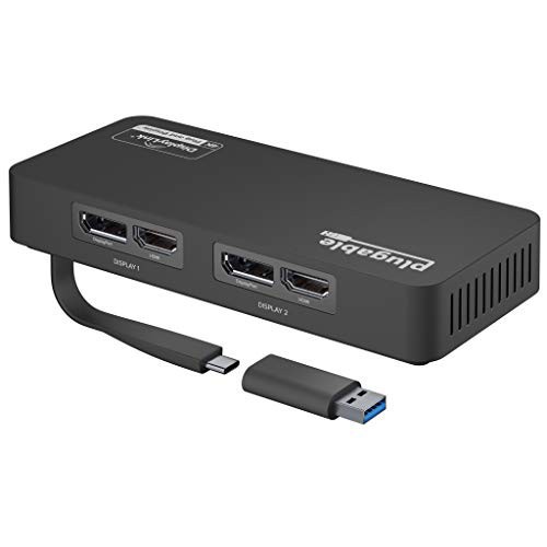 Plugable USB-C 変換グラフィックアダプタ、ディスプレイ変換 Windows、Mac 用 デュアル 4K HDMI および DisplayPort、USB 3.0、USB Typeの通販は