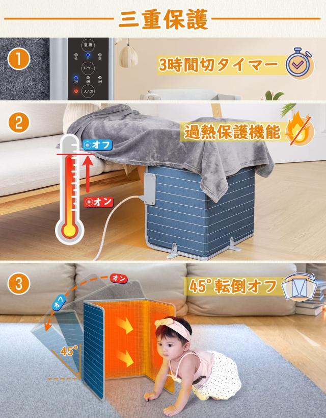 【送料無料】YUSIDO パネルヒーター 【高温版85°C 暖房費 節約 省エネ】 足元ヒーター 3段階温度調節(60°C/70°C/85°の通販は