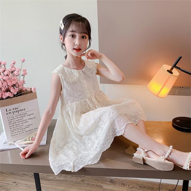 ワンピース キッズ 子供服 女の子 夏 キッズワンピース レースワンピース ノースリーブ 折り襟 子供ドレス ジュニア お姫様 おしゃれ 可愛い カジュアル 新品