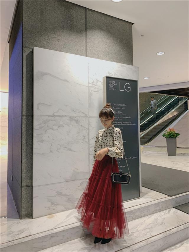 スカート レディース チュールスカート ティアードワンピース フレア 3段 ロングスカート チュール ウエストゴム 秋 冬 夏 30代_15