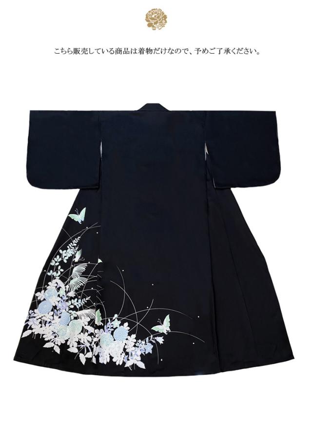 単品 ゆかた 浴衣 レディース　女性 ブラック 黒 洗える 街着 文化祭 夏 花火 花柄 上品 可愛い 花見 花 花柄 着物 婦人 古典 着れる キュート 大人シンプル_7
