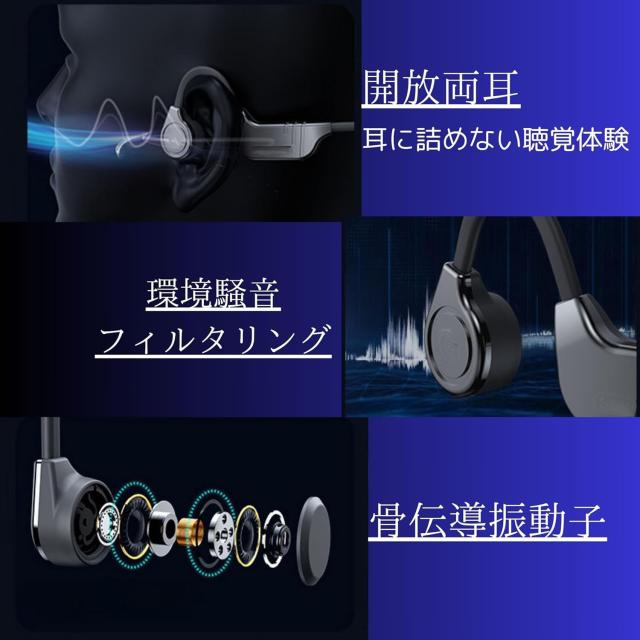 骨伝導イヤホン bluetooth5.3 IP68防水 32GB超大メモリ内蔵 グレー iphone/Android/Mac book/iPad Pro/iPad/Windows対応_5
