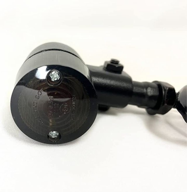 バイク ウインカー ヨーロピアン 円筒型 黒レンズ ライト ランプ 4個 セット 丸型 改造 レトロスタイル アルミ合金 クール ブラック ハーレー（ブラック）
