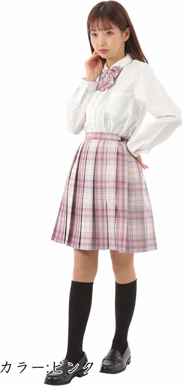 プリーツスカート チェック柄 丈48cm 膝上 スクールスカート 制服 女子