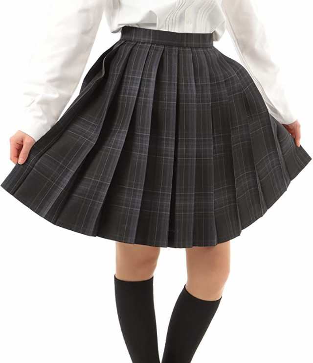 プリーツスカート チェック柄 丈48cm 膝上 スクールスカート 制服 女子