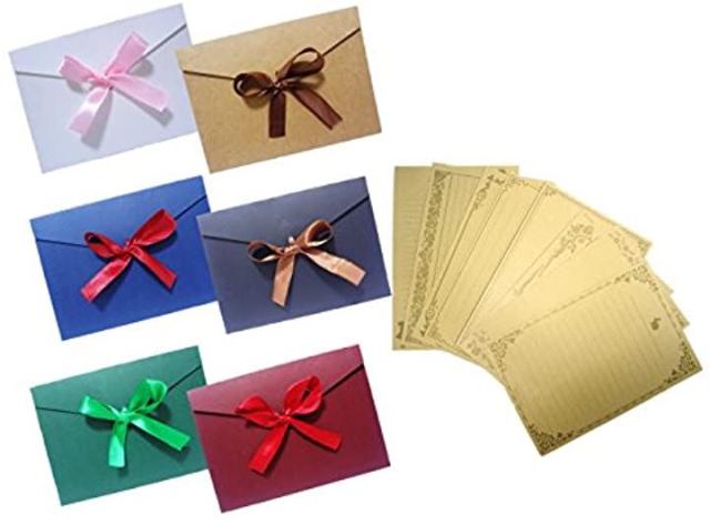 リボン レトロ メッセージカード 封筒 つき 手紙 便箋 レターセット カラーセット の通販はau Pay マーケット ホリック