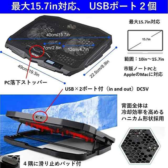 世界で9万台販売 強冷 超 静音 ノートpcクーラー 大型 冷却ファン ノートパソコン 冷却台 ブルー Led の通販はau Pay マーケット ホリック